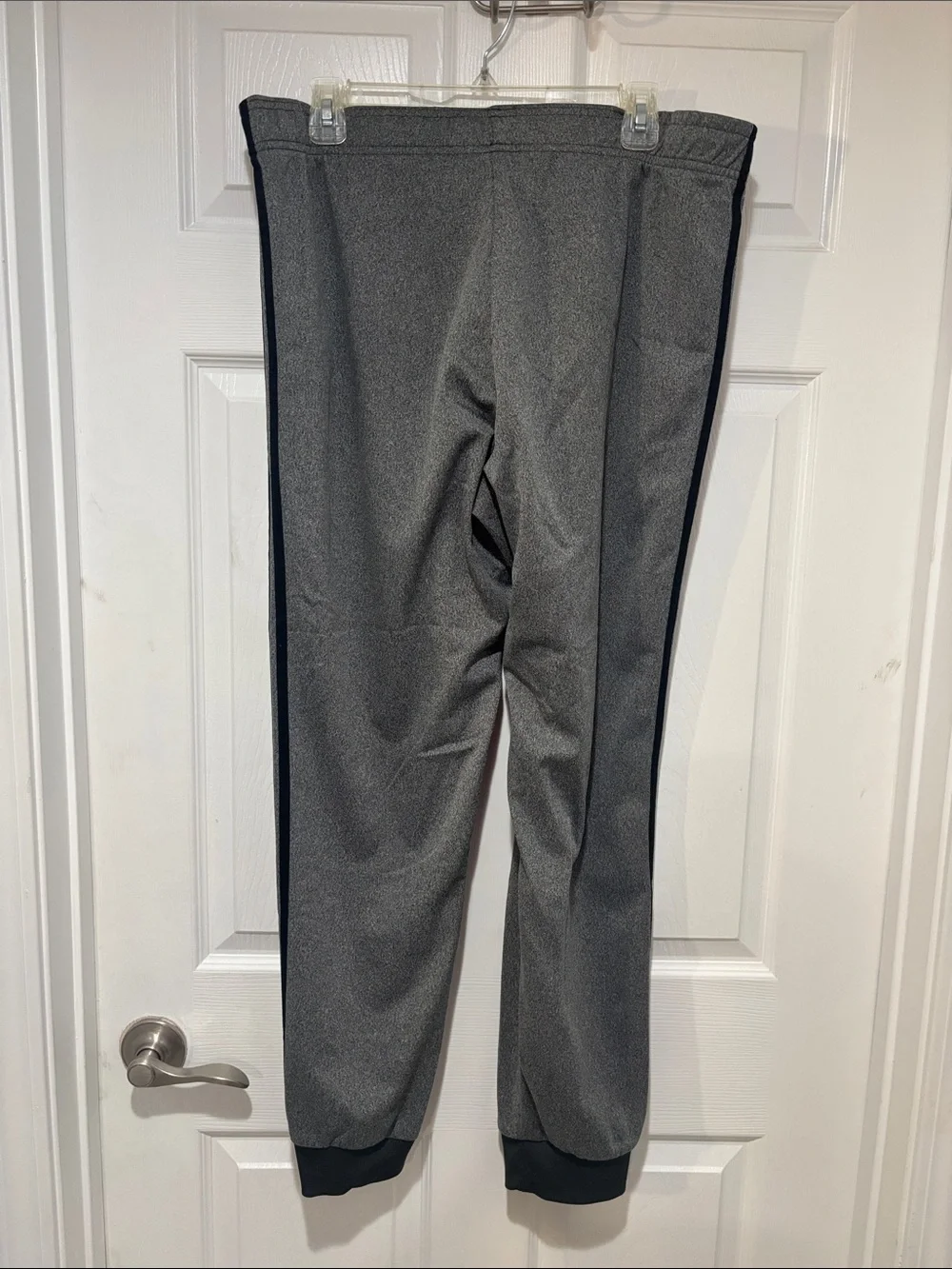 ADIDAS Men’s Gray Jogger Pants with Black Stripes-Elastic Waist w/Drawstring